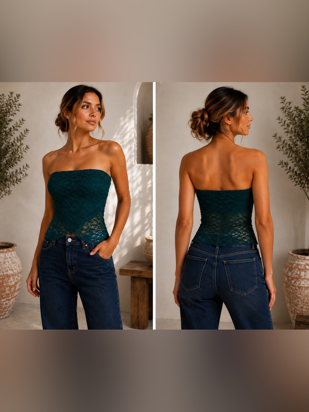 Urban Renewal Remnants Made In LA Crossover Lace Tube Top NWT